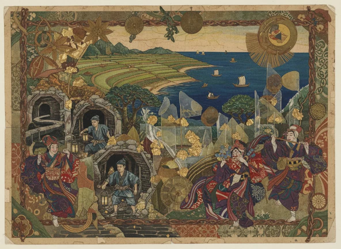 Historische Relikt-Goldmine Sado